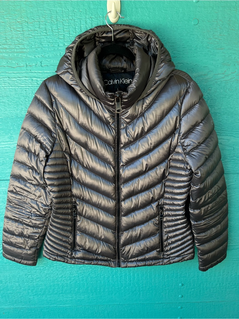 Calvin Klein Packable Premium Down Puffer Jacket Gray Size Large NWOT